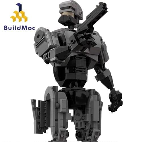 Buildmoc RoboCops Sci-fi Movie Future Military SWAT City Mechanical Police Armed Robot Urban Protector Building Blocks Kid Toys