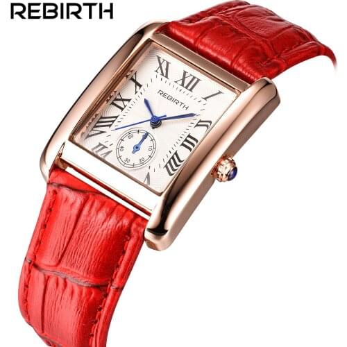 2018 REBIRTH Luxury New Women Quartz Watch Dress Fashion Casual Women Watches Roman Numerals Bracelets Square lady Watches
