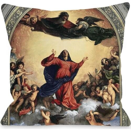 Assumption of the Virgin Cushion Covers Titian Renaissance Art Pillow Case 45X45cm Linen Polyester Sofa Chair Decoration