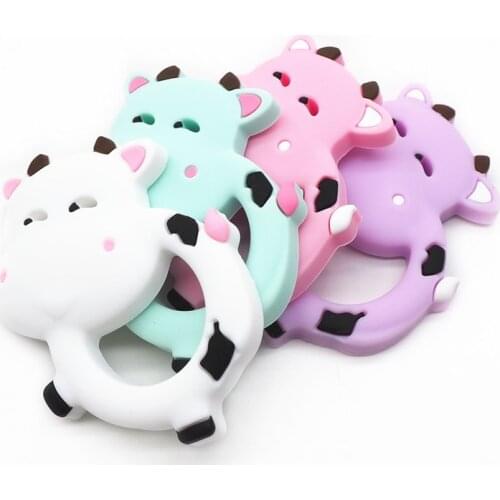 Chenkai 1pc Silicone Milk Cow Teether DIY Baby Chewing Pendant Nursing Sensory Teething Pacifier Dummy Jewelry Animal Toy