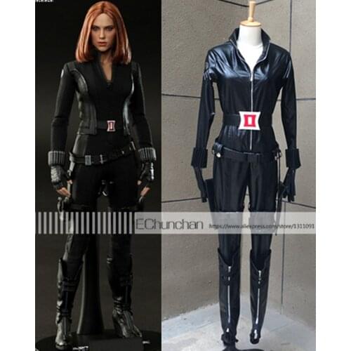 Black widow costume Halloween superhero black widow cosplay leather jumpsuit cosplay Natasha Romanoff costume custom made