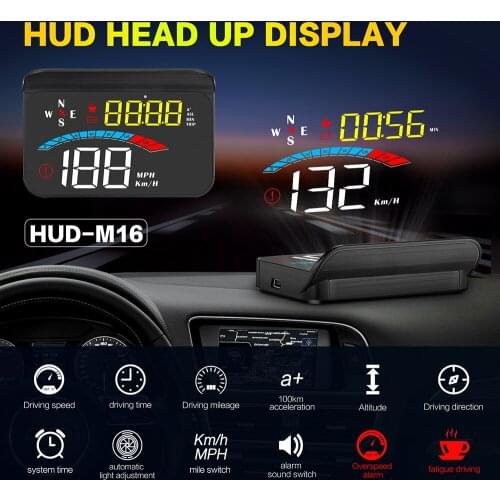 HUD Car Head Up Display Digital Auto Speedometer Water & Oil Temp Alarm Windshield Projector On Car Glass Auto Smart Gadgets