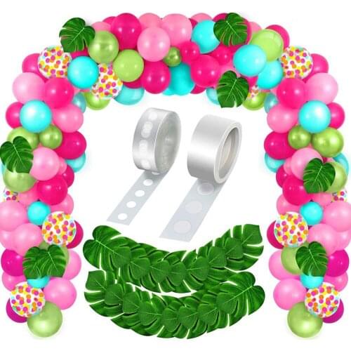 Wedding Party Decor Flamingo Summer Party Supplies Palm Leaves Green balloons confetti Hawaii Birthday decor Pineapple Balloon