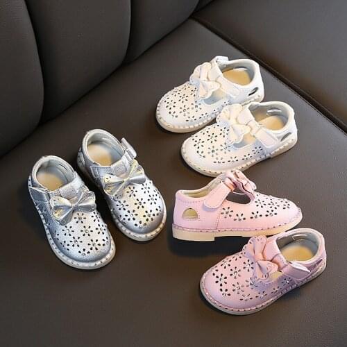 Baby Fashion Hollow Bow Kids Shoes Children Spring Dresses Leather Shoes Toddler Female 2021 For Little Girls 1 2 3 4 5 6 Years