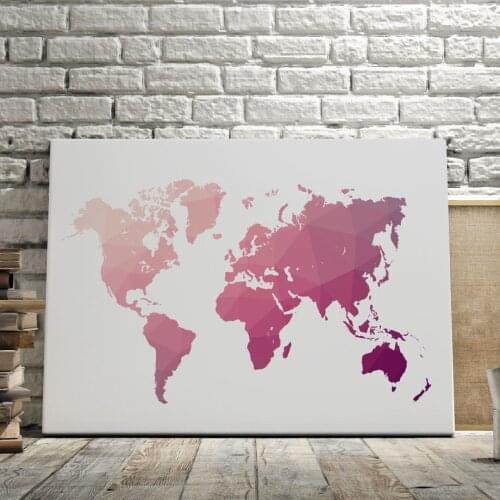 Canvas Art Print Pink World Map Nordic Poster Canvas Painting Landscape Posters And Prints Wall Pictures For Living Room Decor