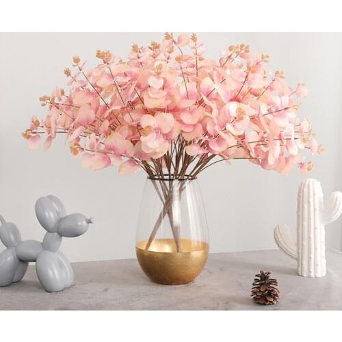 Simulation Plant Wall Big Handle Bundled Plastic Eucalyptus Flower Arrangement Material Soft Gum Eucalyptus