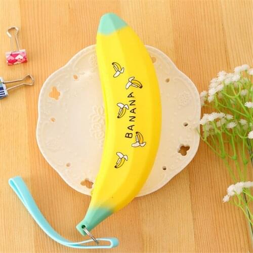 K306 simple creative student bag super adorable banana green large female bag chowhound silicone Purse Stationery office supplie