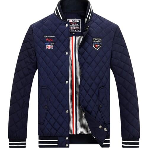 Kenty & Shark Brand Jacket Men Cotton Liner Windproof Warm Jackets Casual Stand Collar High Quality Parkas Plus Size 4XL