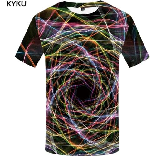 KYKU Colorful T shirt Men Abstract Tshirt Printed Psychedelic Shirt Print Street T-shirts 3d Harajuku Anime Clothes Short Sleeve