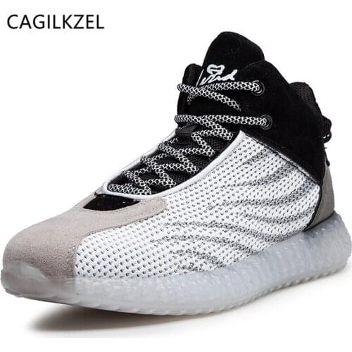CAGILKZEL 2020 Spring Autumn New Fish Scales Socks Sneakers Men Shoes Casual High Top Hip Hop Breathable Male Shoes Footwear