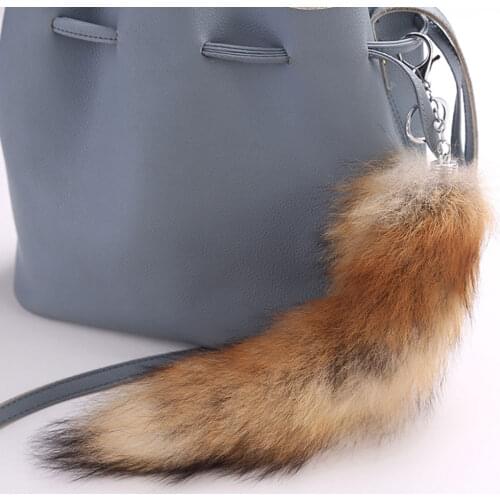 Fashion Fox Tail Keychain Fox Fur Keychain Large Wolf Tail Fur Tassel Bag Tag Black And Brown Keychain Strap Chain Bag Pendant