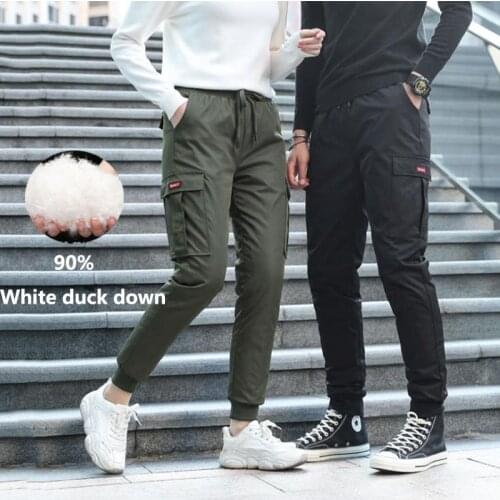 Men Women Outdoor Winter White Duck Down Pants Waterproof Windproof Thermal Cargo Pants Climbing Camping Skiing Sports Trousers