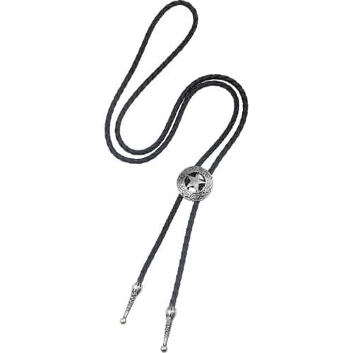 Personality Fashion Necklace Shirt Tie Lovers Neckla Bolo Tie Five-pointed Star Bolo Bowtie Cowhide Sweater Chain Man Necktie