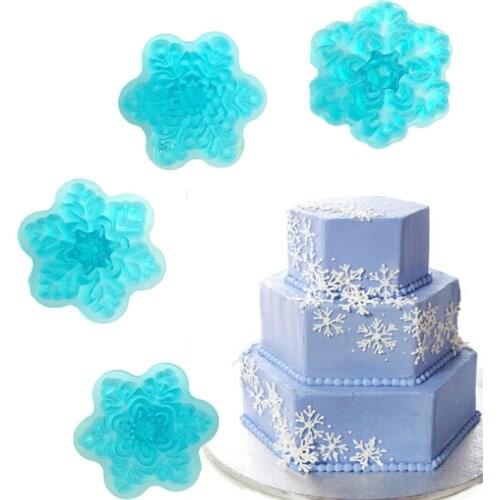 New cake mould 4pcs snowflake cake decoration printing press die die biscuit decoration