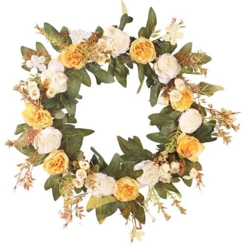 Autumn Wreath Door Wreath Simulation Plant Wreath Vine Ring Peony Wall Hanging Spring Festival Decoration