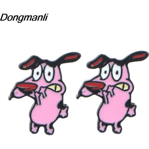 P4190 Dongmanli Cute Dog Studs Earrings For Womens Enamel Earrings Party Jewelry Gifts Girls