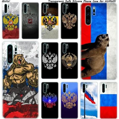 Hot Vintage Russia Flag Soft Silicone Phone Case for Huawei P30 P20 Pro P10 P9 P8 Lite 2017 P Smart Z Plus 2019 NOVA 3 3i Cover