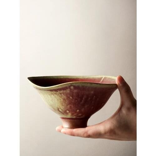 Handmade Ceramic Ramen Bowls Retro Style Ins Popular Creative Food Container Pottery Tableware 450ML Large Capacity 5 Colors