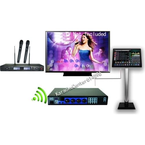 Karaoke Jukebox HDMI Karaoke Machine Player System Dual HARD DRIVE + 2 UHF wireless cordless microphones+19"touch screen