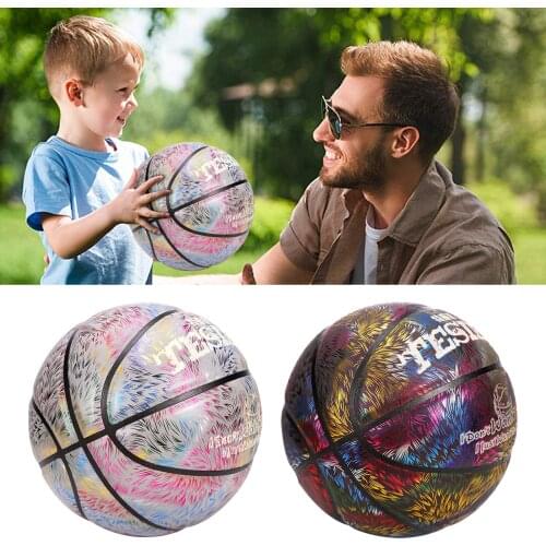 Reflective Ball Night Glowing Basketball for Gifts Better Reflective Effect Wear Resistant Soft delicate leather sealing inner