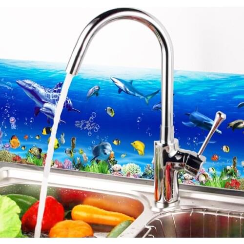 Creative Dolphin Fish 25*70cm Waterproof Wall Stickers Adhesive Home Decor Wall Decals Diy Bathroom Kitchen Decorations