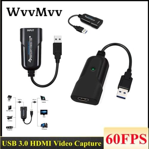 WVVMVV USB 3.0 HDMI-compatible Video Capture Device HD USB Video Capture Card Grabber Recorder for PS4 DVD Camera Live Stream