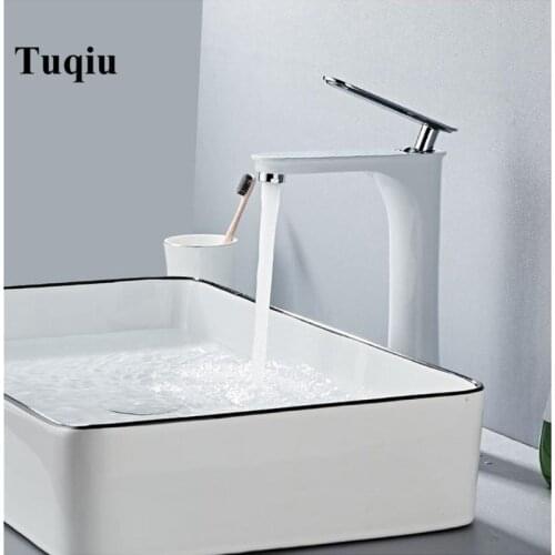 Vidric Basin Faucets White/Chrome/Black Waterfall Bathroom Faucet Single handle Basin Mixer Tap Bath Brass Sink Water Copper