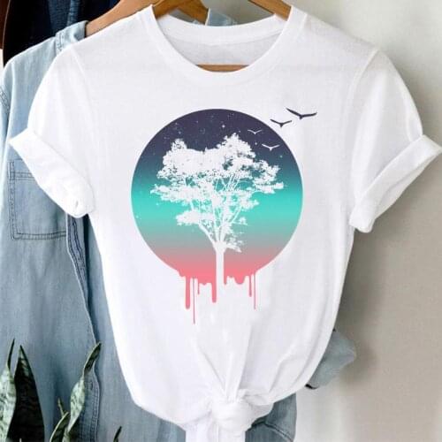 Clothes T-shirts O-neck Watercolor Short Sleeve Print Women Cartoon Casual Fashion Graphic Regular Tshirt Top Lady Female Tee