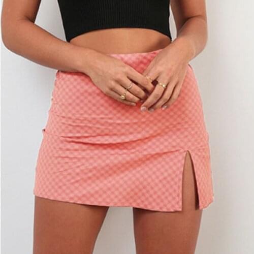 Womens skirt Fashion Women Casual Print SKirt Denim skirt High-waisted A-Line Slitting Slimming Short skirt pleated skirts