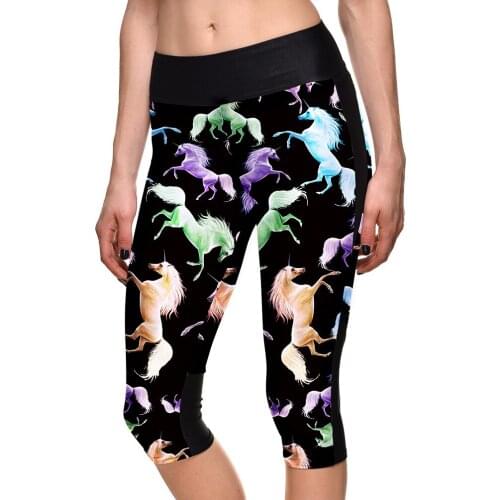 Women Summer Sport Capris Plus Size Cartoon Animal Running Yoga Workout Pants 6 Patterns
