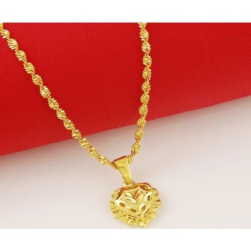 LJ&OMR Women Necklace! Wholesale 24k Gold Necklace Top Quality Necklace Heart Pendant Cool Womens Jewelry Accessories