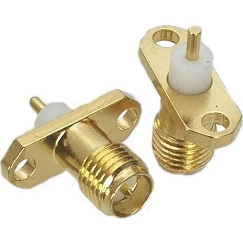 1Pcs Connector RP-SMA RPSMA Female Plug 2-holes Flange Solder Panel Mount PTFE RF Adapter Coaxial High Quanlity