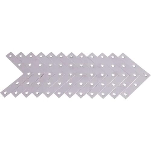 12pcs Angle Plate Corner Brace Flat L Shape Repair Bracket 80x80mm Silver