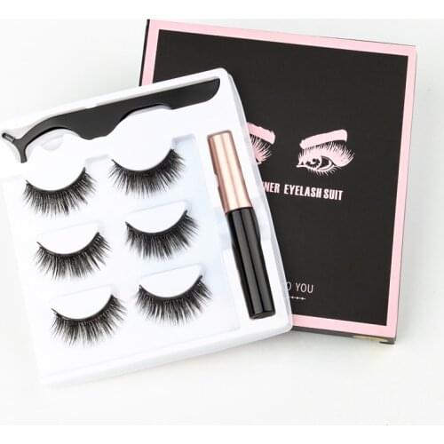 SHIDISHANGPIN 3 Pairs Magnetic Eyelashes 3D Mink Eyelashes Magnetic Eyeliner Magnetic Lashes Short False Lashes Lasting Handmade