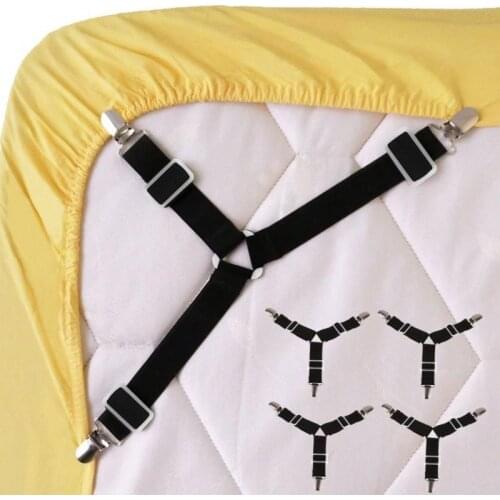 4pcs Bed Sheet Elastic Grippers Belt Fastener Bed Sheet Clips Mattress Cover Blankets Holder Home Textiles Organize Gadgets