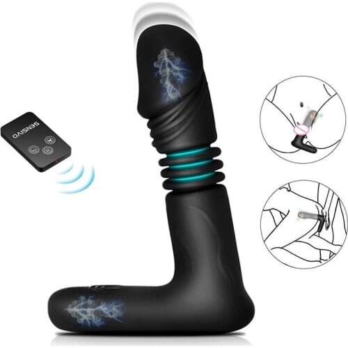 Anal Vibrator for Men Telescopic Male Prostate Massager Wireless Remote Control Dildo Vibrator Heating Butt Plug Anal Sex Toys