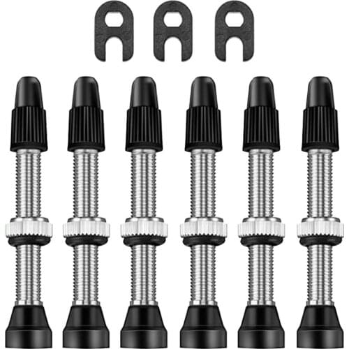 6x 40mm Presta Valve Stem Bike Tubeless with Valve Core Remover Tool and Cap Replacement for Mountain Bicycle Repair Accessories