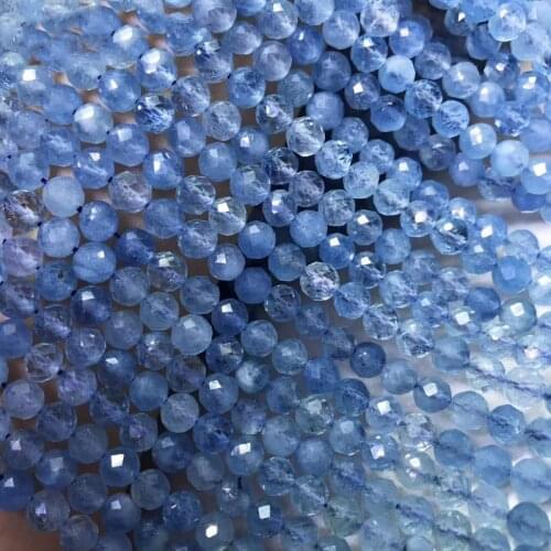7A aquamarine blue round faceted 2/3/4/5/6mm 14" for DIY jewelry making loose beads FPPJ wholesale beads nature gem stone