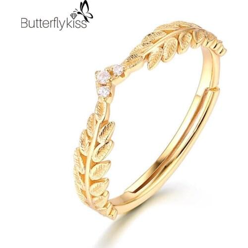 BK Real S925 Open Rings Olive Branch 1.35g Zircon Geometric Wedding Engagement Anniversary Fine Jewelry Gift To Girlfriend