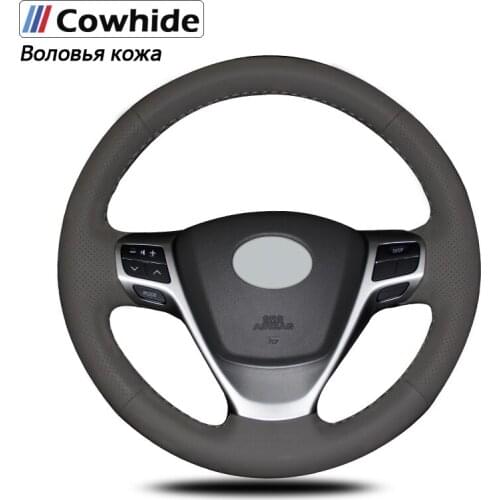 Black Genuine Leather Car Steering Wheel Cover for Toyota Verso EZ Avensis