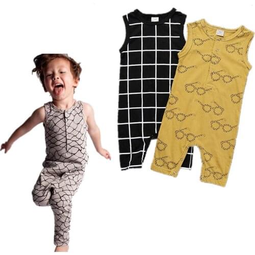 Baby Boys Rompers Brand Summer Babies Overalls Cotton Sleeveless Infant Plaid Romper Newborn Jumpsuits Baby Girls Clothes