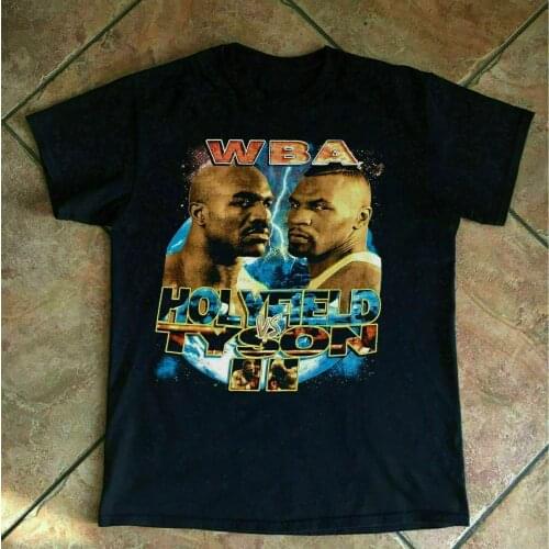 Vintage Rare Mike Tyson Evander Holyfield T-Shirt Mens Cotton O-Neck Short Sleeve T Shirt New Size S-3XL