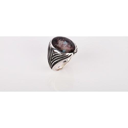 UM US JEWELRY Aquarium Highlighter Natural Gemstone 925 Sterling Silver Men Ring
