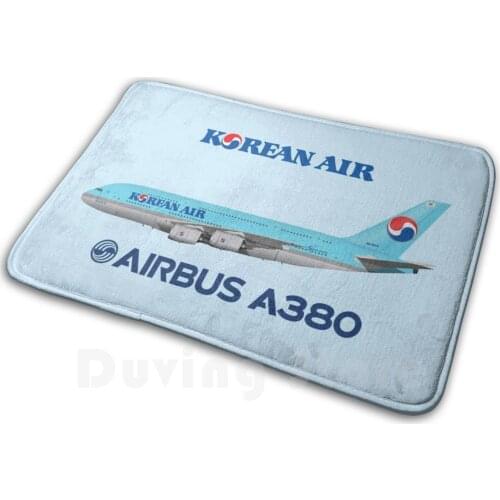 Illustration Of Korean Air Airbus A380-Blue Version Carpet Mat Rug Cushion Soft Airbus A380 Airbus A380 A380 Airbus