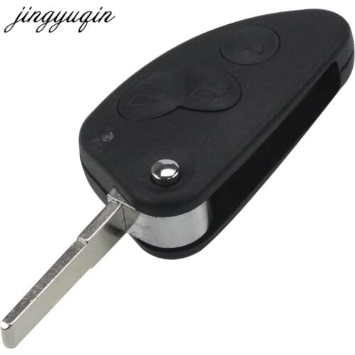 Jingyuqin for Alfa Key 3 Buttons Flip Folding Uncut SIP22 Blade Replace Remote Car Key Shell for Alfa Romeo 147 156 166 GT
