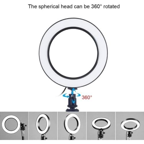12/16cm LED Selfie Ring Light Photography RingLight Phone Stand Holder Tripod Circle Fill Light Dimmable Lamp Trepied Streaming