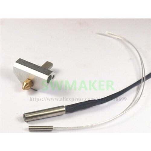 UP 3D printer hotend kit extruder head kit assembly 0.4mm nozzle heater block barrel sensor heat carriage for 1.75 filam