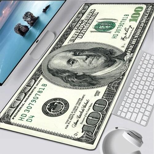 100 Dollars Banknotes Pattern Printing Mouse Pad Novelty Ideas Gift Overlock Dese Mat Large USD Mausepad laptop keyboard mat