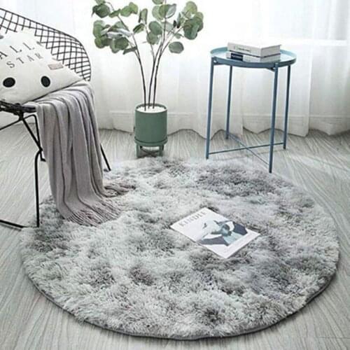 Round Carpet Tie-Dyed In The Bedroom Gradient Floor Rug Fluffy Basket Mat Anti-slip Kids Carpets Office Footrest