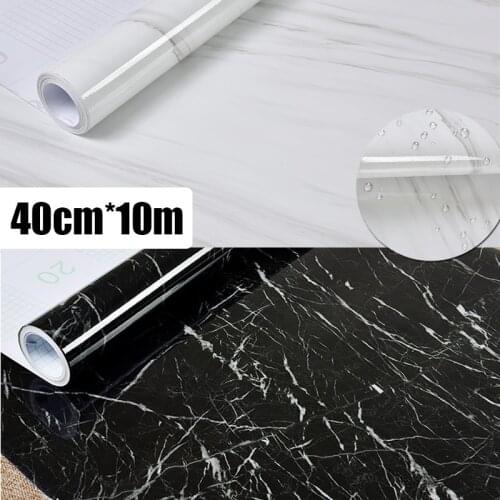 40cm*10m Marble Wall Sticker Removable Self-adhesive Wallpaper for Kitchen Backsplash Cabinets Shelf and Drawer Liner Bathroom